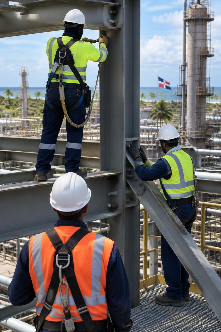 Equipo de campo de RJ Ship Solutions trabajando en estructura metálica